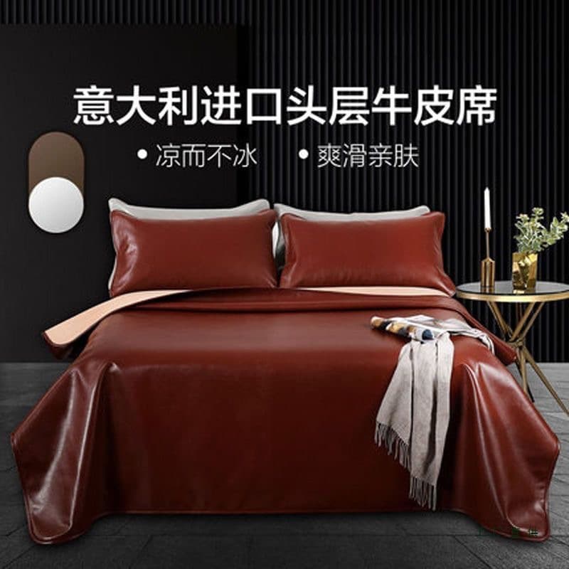 Top Grain Water Buffalo Cool Mat Soft/Hard Mat 1.5m/1.8m Bed Thickened Anti-Leather Mat Three-Piece Set Summer Mat