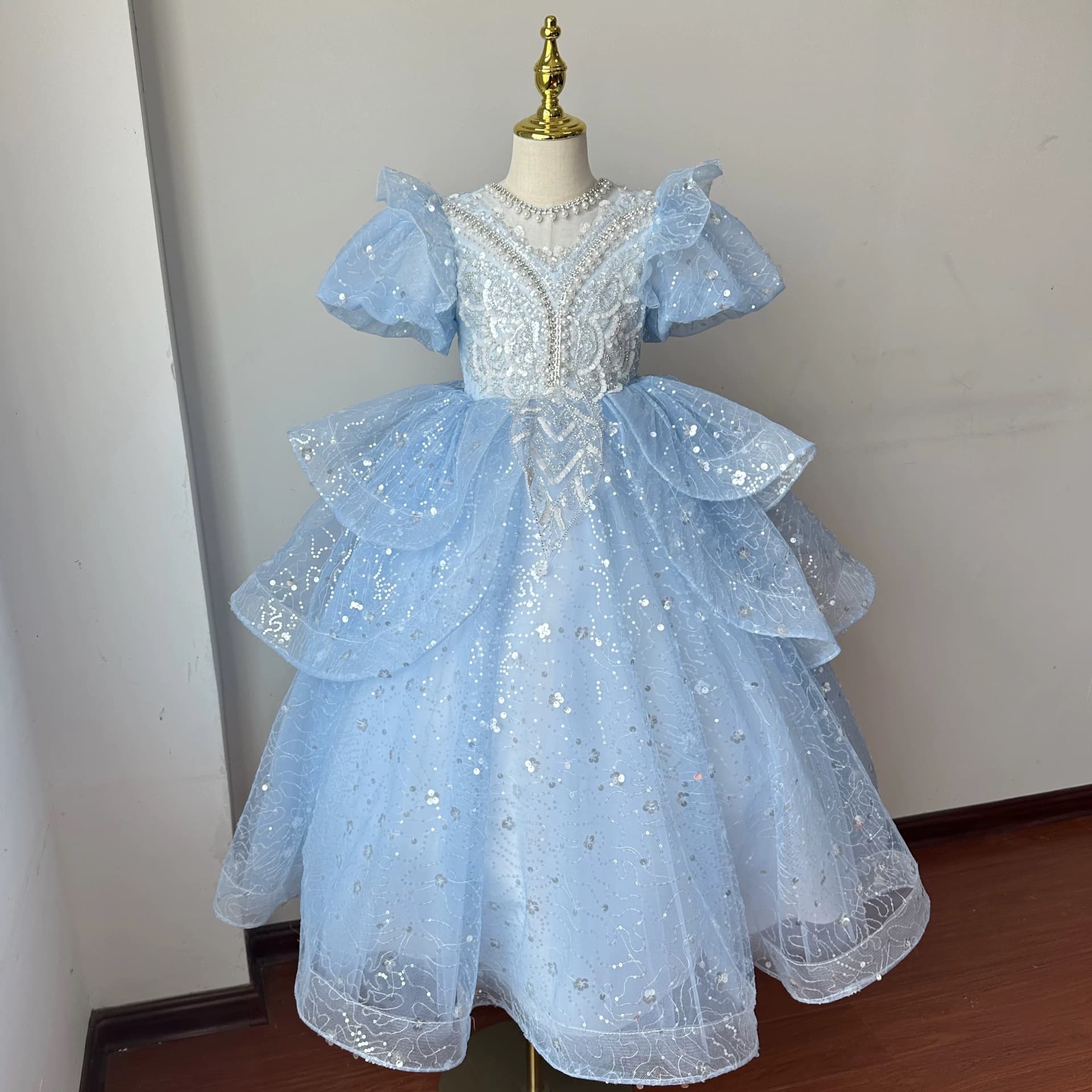 Children's Princess Dress Flower Girl Wedding Little Girl Birthday Host French Style Gown Piano Performance Costume