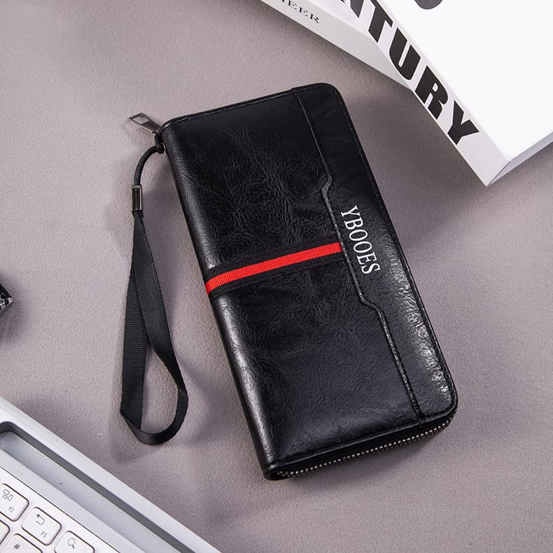 Men's Long Wallet with Zipper Business Clutch Multi-Card Slot 3-in-1 ID Card Holder Fashion Multifunctional Wholesale
