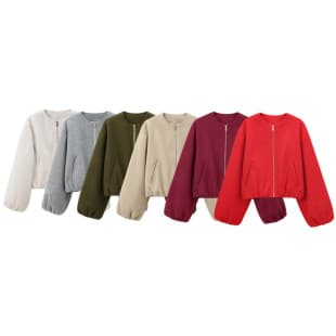 AliExpress 2026 Spring/Autumn New European American Soft Pilot Round Neck Zip Short Jacket Coat