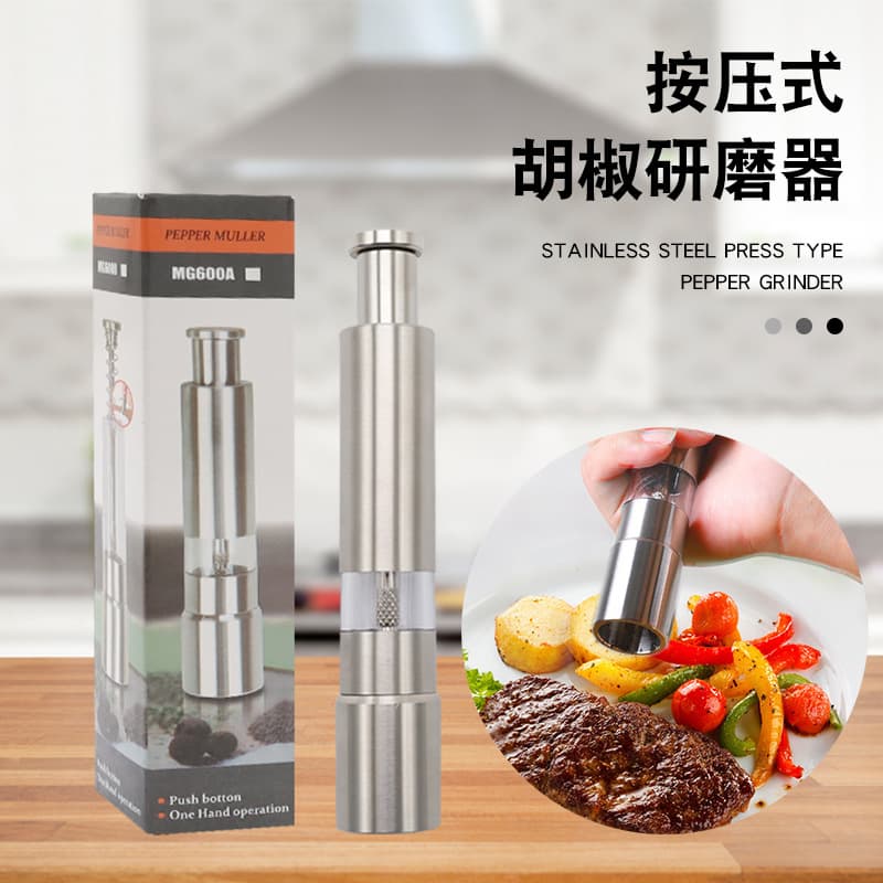 Cross-border stainless steel electric spice pepper coarse salt mini manual crusher manual seasoning bottle