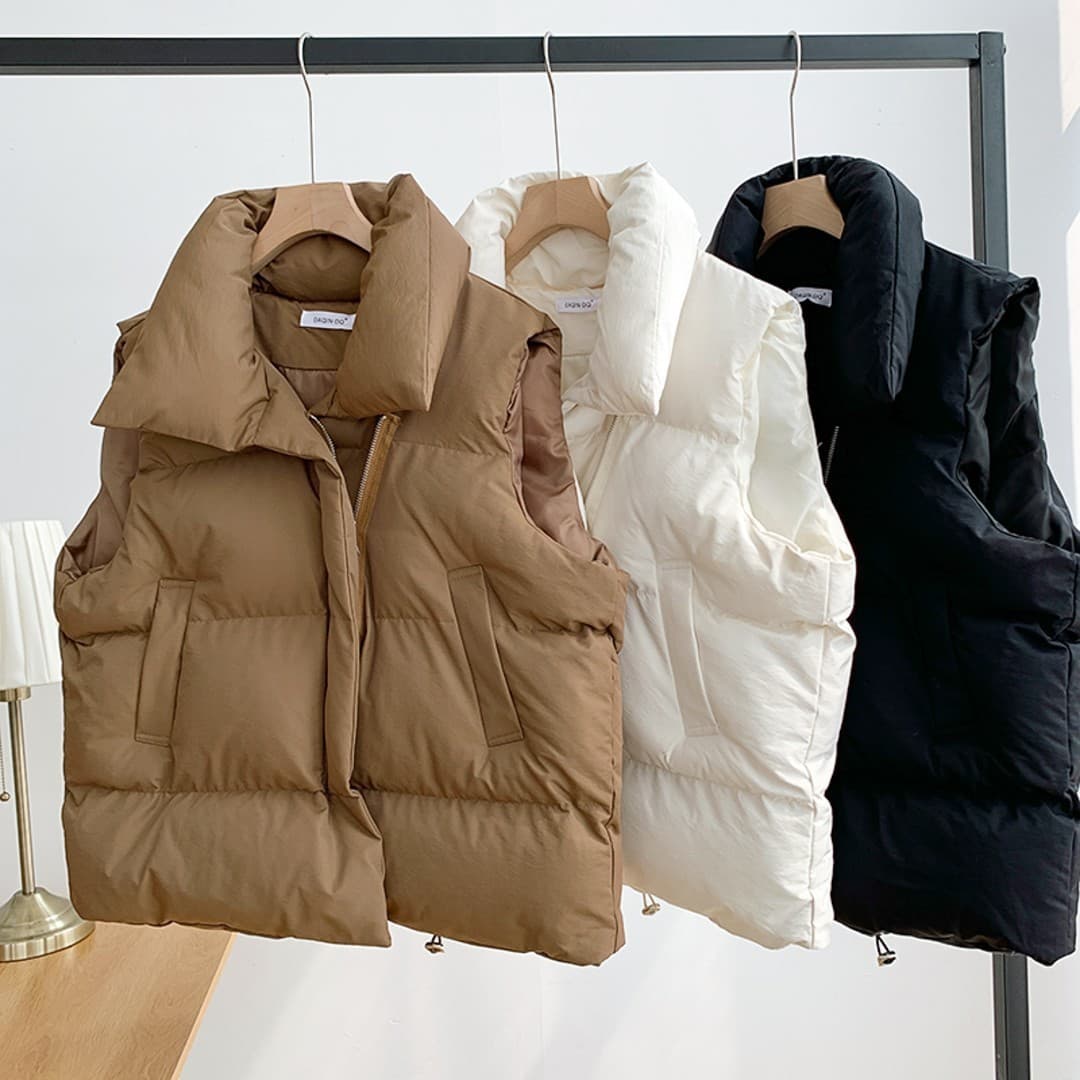 Winter Women's Padded Vest, Women's Cross-border Stand Collar Fall/Winter Vest Outerwear Jacket