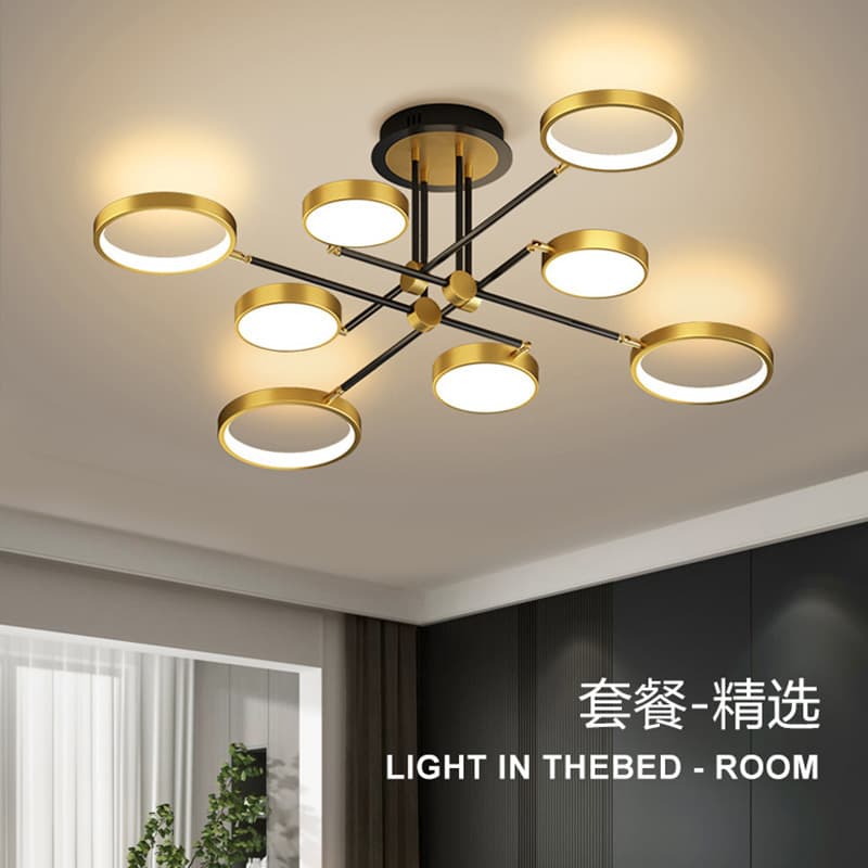 Light Luxury Living Room Ceiling Lamp Infinitely Dimmable Bedroom Restaurant Simple and Atmospheric Creative Bedroom Model Room Ceiling Lamp