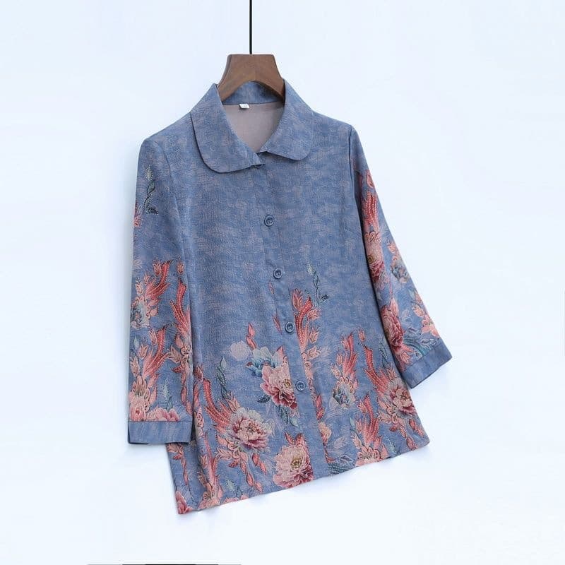 Grandma's Summer Shirt, Thin Blouse for Middle-Aged and Elderly Women, Loose Fit, Plus Size Clothing for Seniors