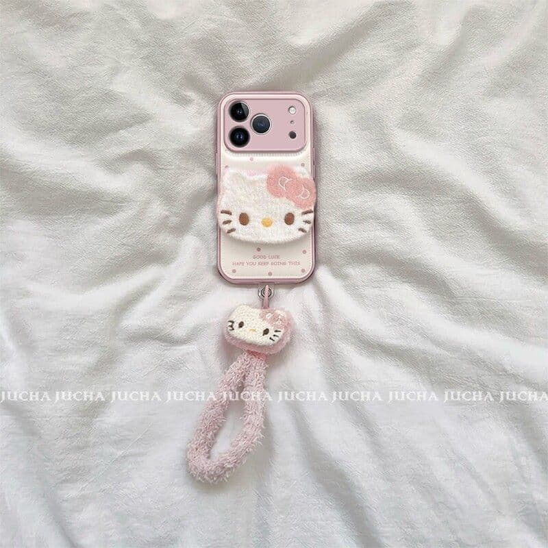 Fits Apple iPhone 17 Case Plush Luxury iPhone 16 Pro New 15 Women 14 Kitty Polka Dot English