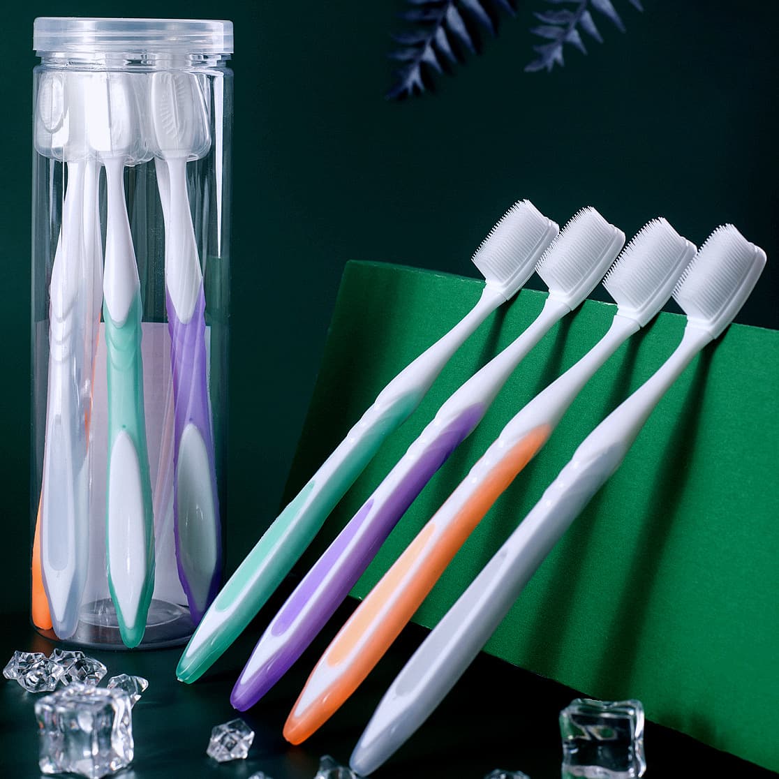 Aishu Nano Silicone Dustproof Soft Bristle Toothbrush 5-Pack Bucket Adult Home Use Toothbrush Wholesale Thick Anti-Slip Handle