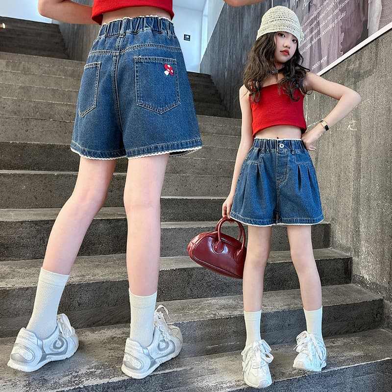 Girls Denim Shorts Summer 2026 New Style Kids Lightweight Jeans Shorts for Older Girls Korean Fashion Trendy