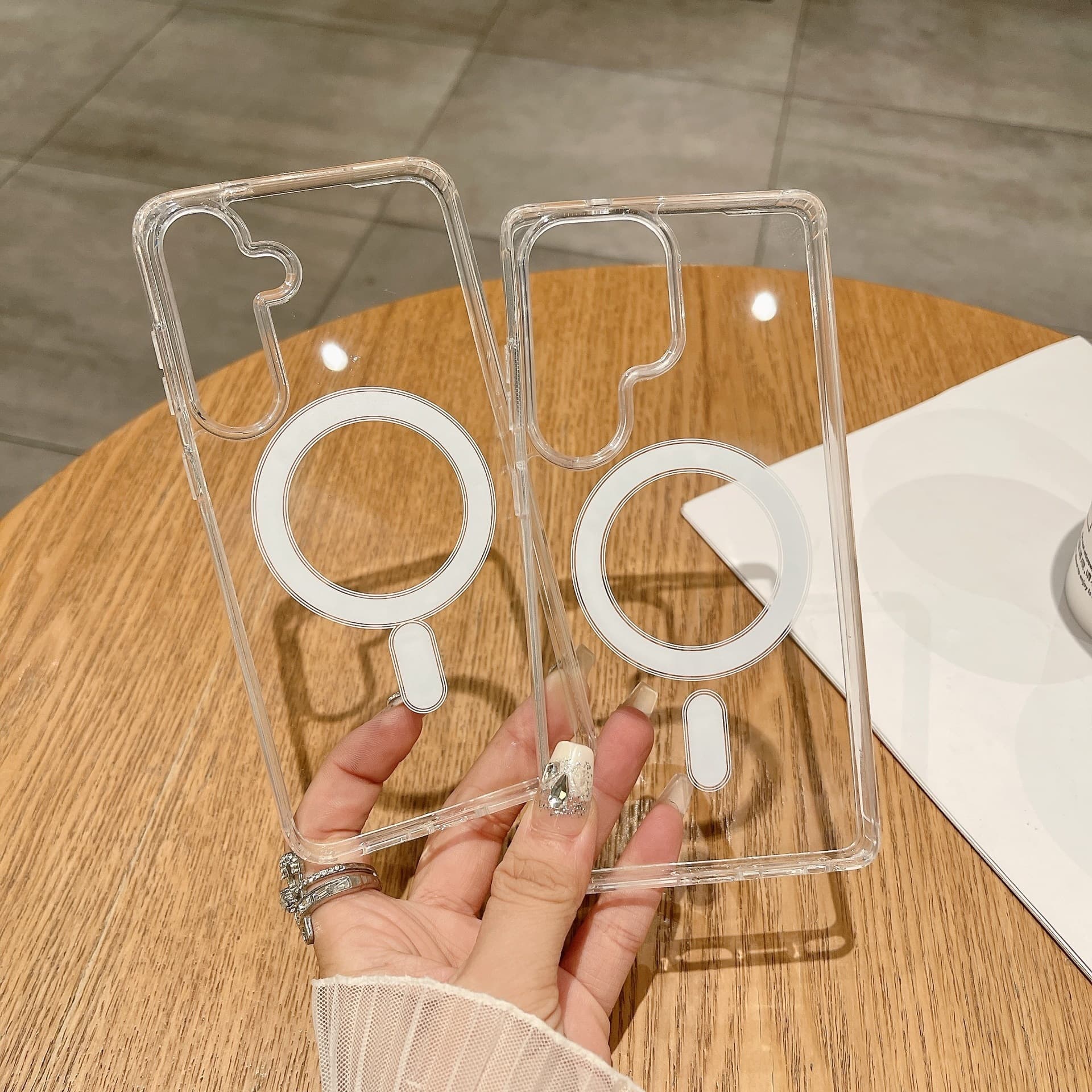 Compatible with Samsung S26 Magnetic Phone Case S24 Ultra Shockproof Foldable Wireless Charging A57 Acrylic Transparent Hard Case