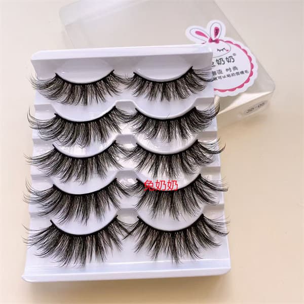 Rabbit Grandma 3D05 Super Hot Babe False Eyelashes Ins Style Barbie Big Eye Cluster A-Type Thick Dramatic Smoky Eye Makeup
