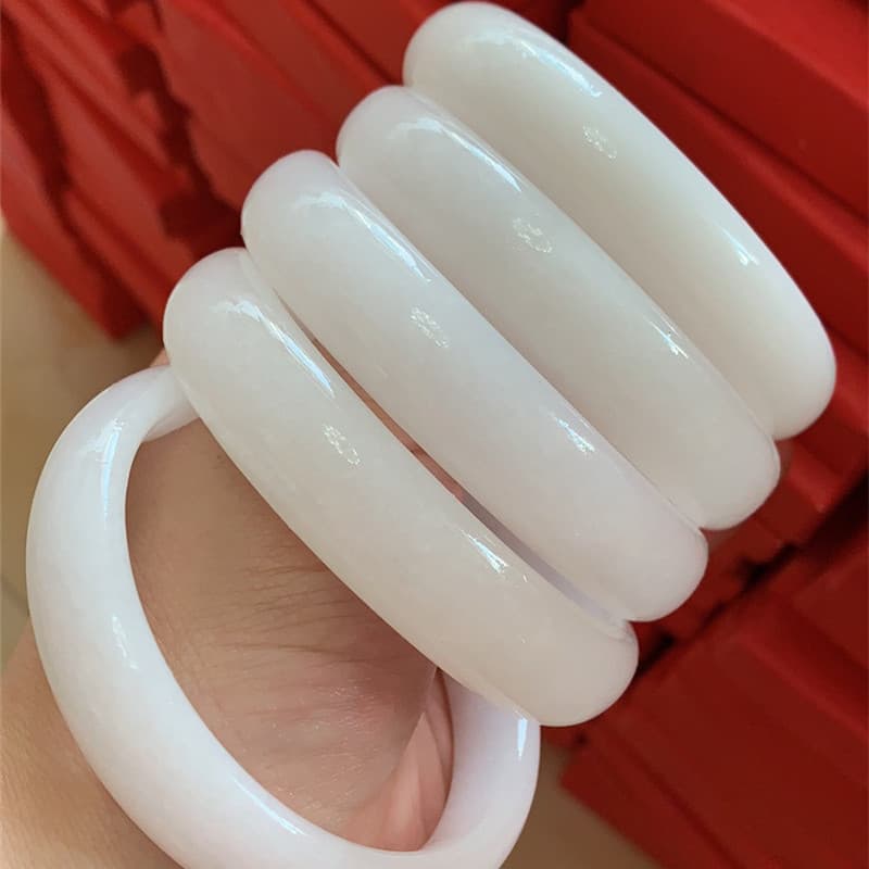 Natural White Marble Bracelet, Xinjiang White Jade Bracelet for Women, Afghan White Marble Gift Jade Bracelet Wholesale