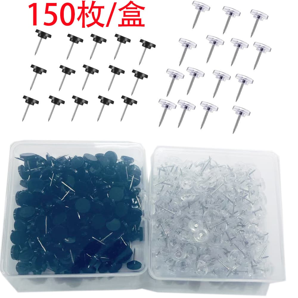 Factory Wholesale 150pcs/Box Transparent Round Thumb Tacks Soft Cork Tacks Drawing Pin Set Message Map Pins