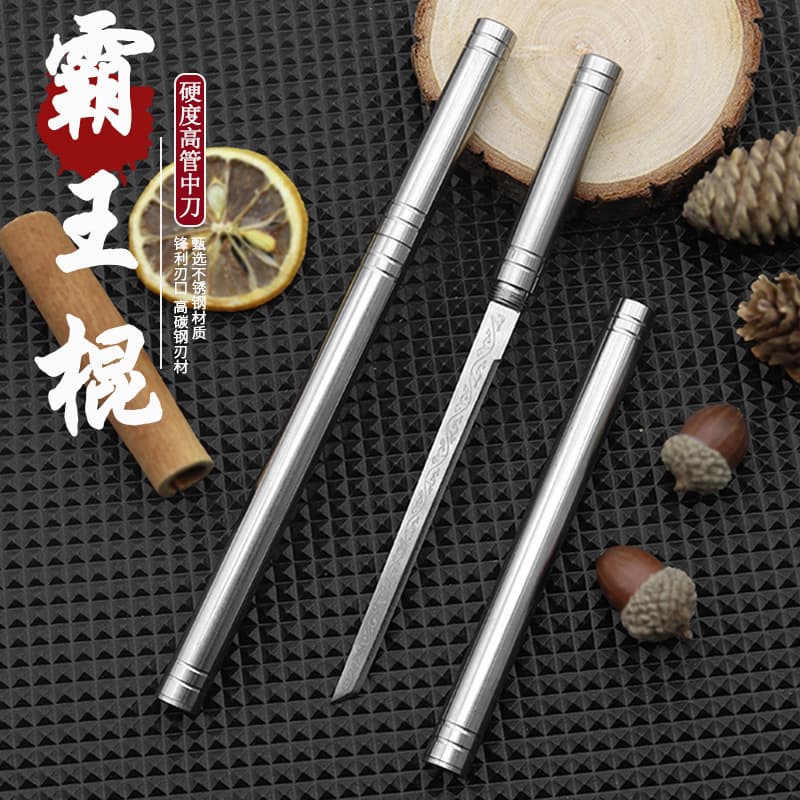 Factory Direct Overlord Stick Fruit Knife Stainless Steel Melon and Fruit Knife Outdoor Emergency Self-Defense Knife Concealed Small Knife Sheath