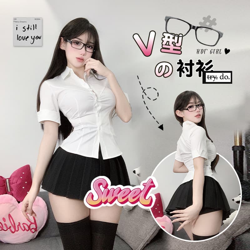 JK Spring Hot Girl Pure Desire Waist-Cinching White Shirt Women 2024 New Design Button Detail Half-Body Pencil Skirt