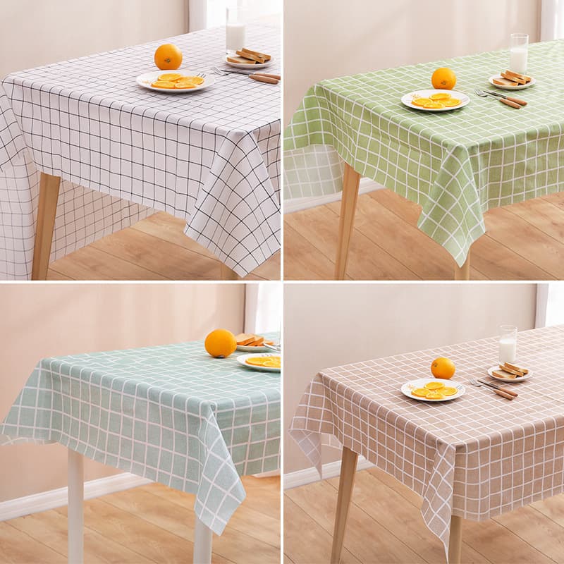 Waterproof Oil-resistant PVC Tablecloth Plaid Fabric Fresh Style Dining Table Cloth Square Rectangular Table Cover