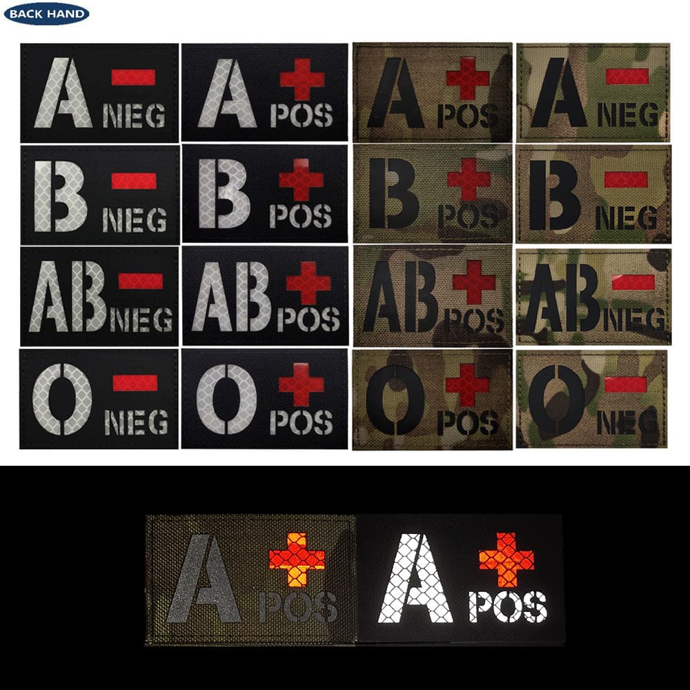 Haike Outdoor Laser Cut Reflective Patch 8x5CM Reflective Blood Type Velcro Badge for Backpack Helmet etc.
