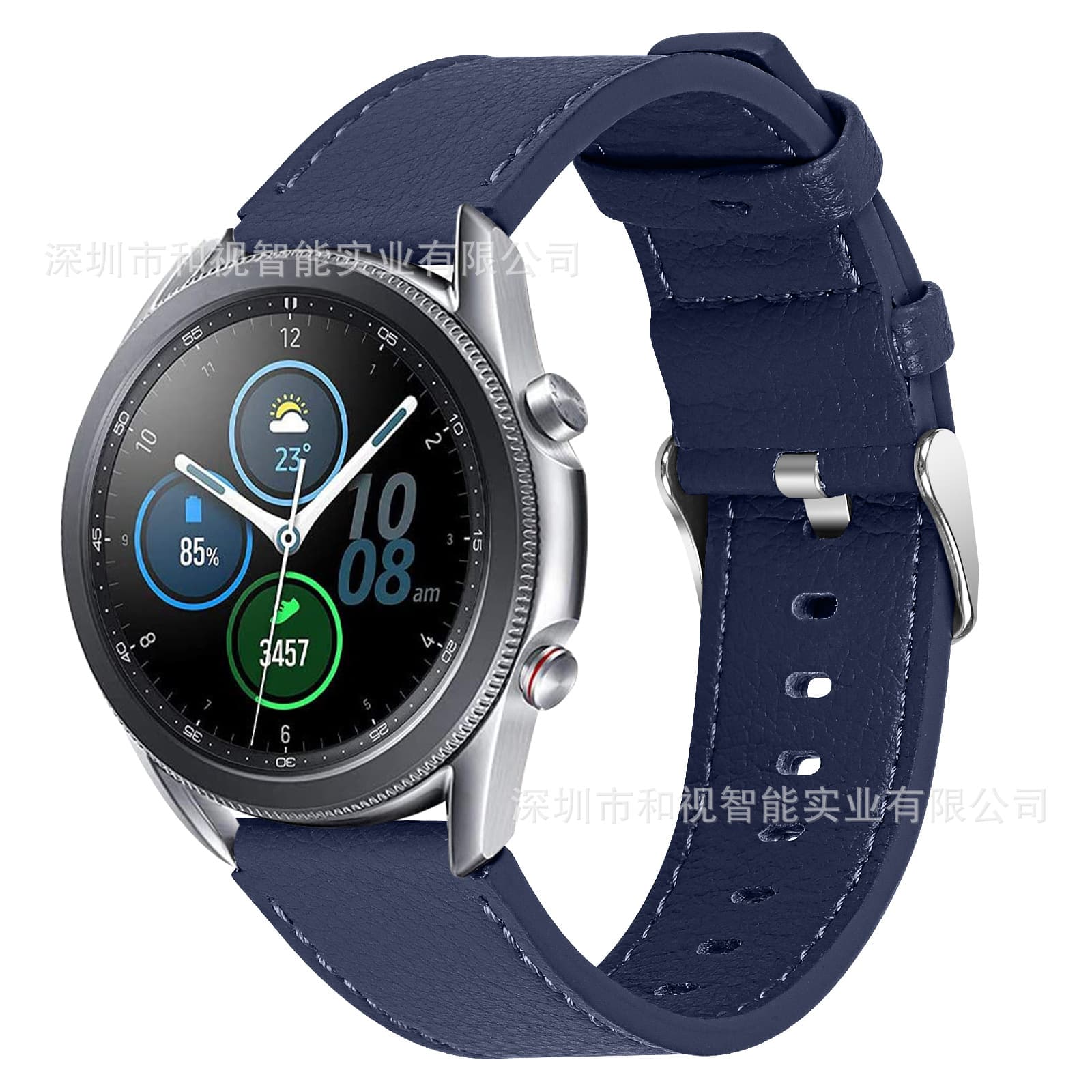 Compatible with Samsung S3/42mm/45mm/46mm Watch Band Double-Sided Leather Strap 22mm Military Belt