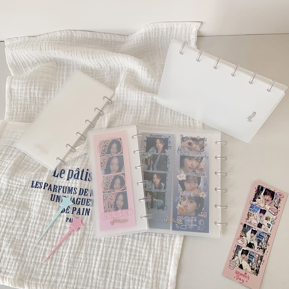 Hisocute life four-frame loose-leaf card album student photo sticker storage mushroom button photo album star chasing four-frame photo album