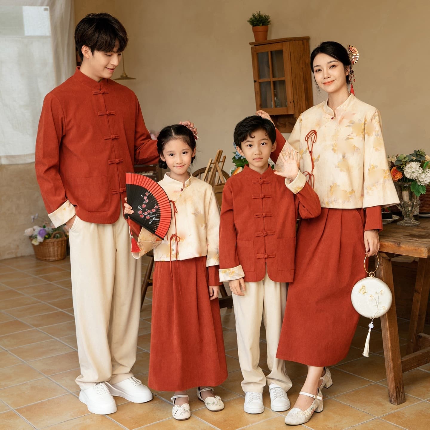 New Chinese Style Parent-Child Outfit Autumn/Winter New National Trend Hanfu Mother-Daughter Set Family Photo New Year Performance Costume