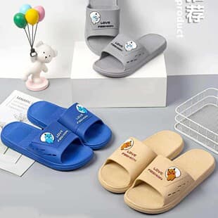 Wholesale men's slippers from Wuchuan manufacturer, shipping not included, home wear, soft sole, anti-slip, stylish and simple, bear soft sole men's flip-flops