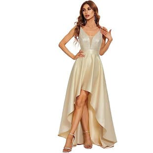 Evening Dress Amazon Export 2026 Spring New Women V-Neck A-Line Slimming Birthday Party Gown Long