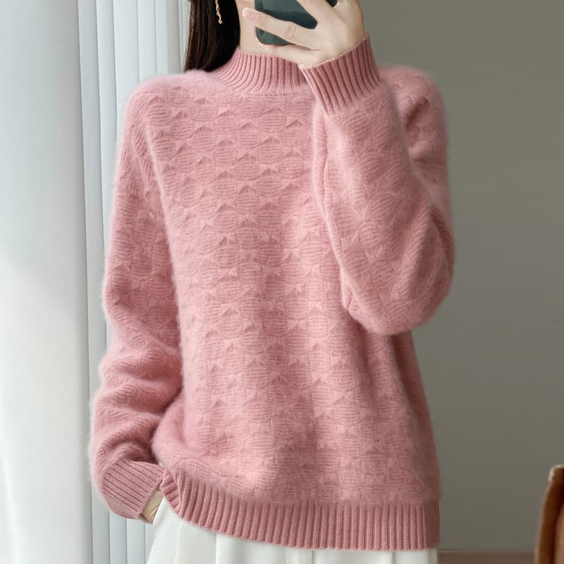 New autumn and winter pure wool bottoming shirt for women, half turtleneck, soft and thick, loose and slim, with knitted warm top