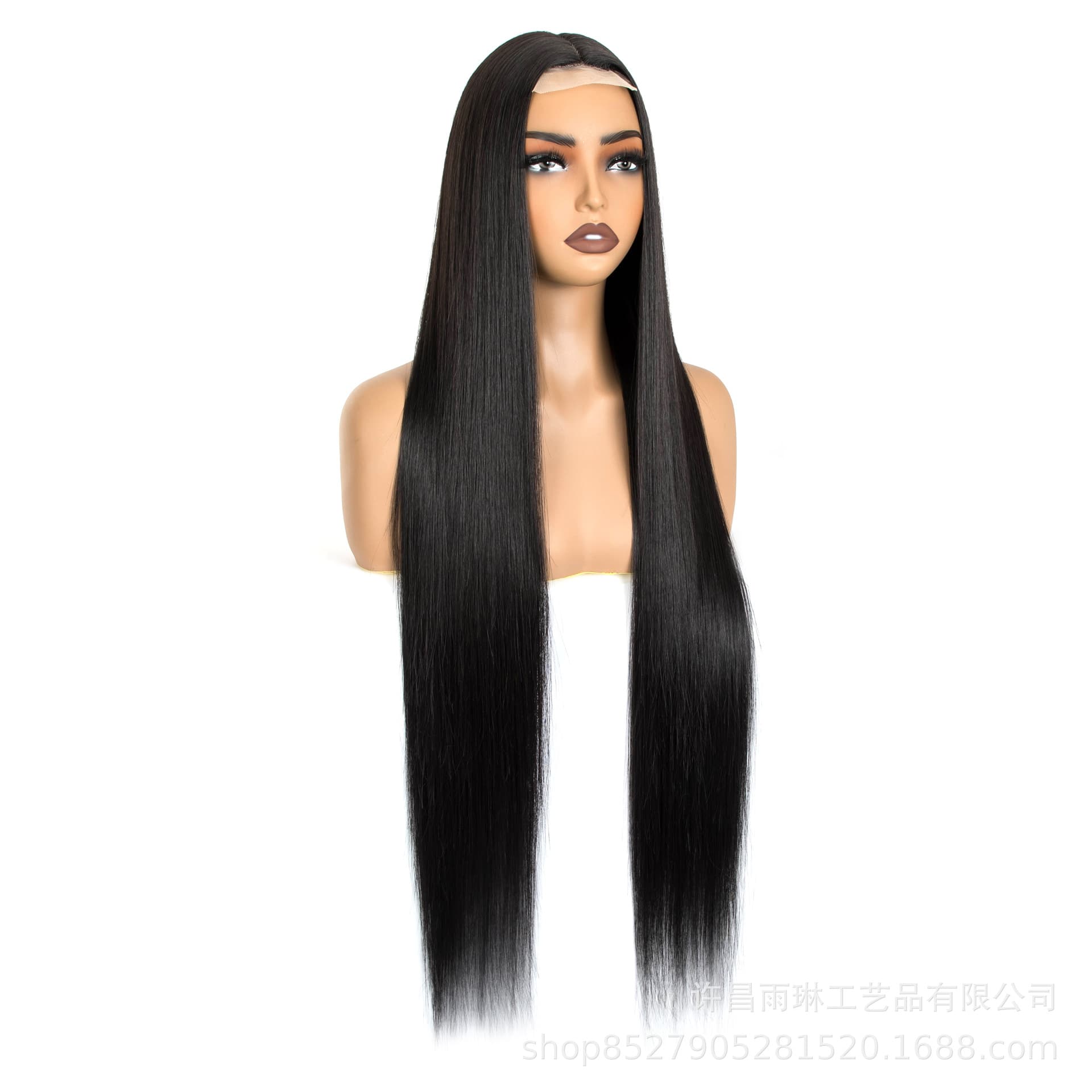 Human Hair Blended Long Straight Lace Wig
