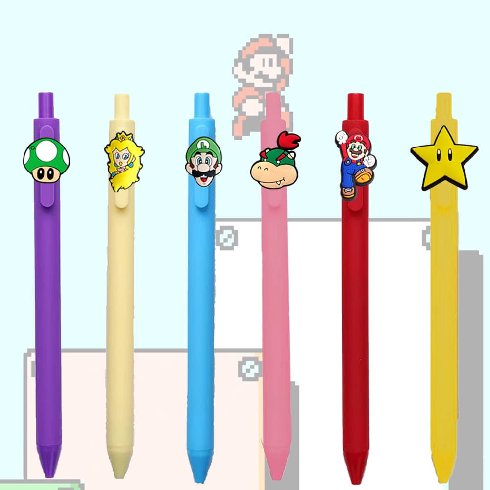 Mario series gel pen pvc soft glue cartoon Super Mario peripheral stationery student exam writing office