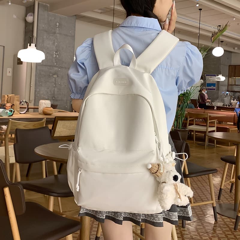 Japanese Solid Color Simple Backpack Versatile High School Student Double-Shoulder Bag Forest Style College Style Schoolbag Junior High School Student Backpack for Girls