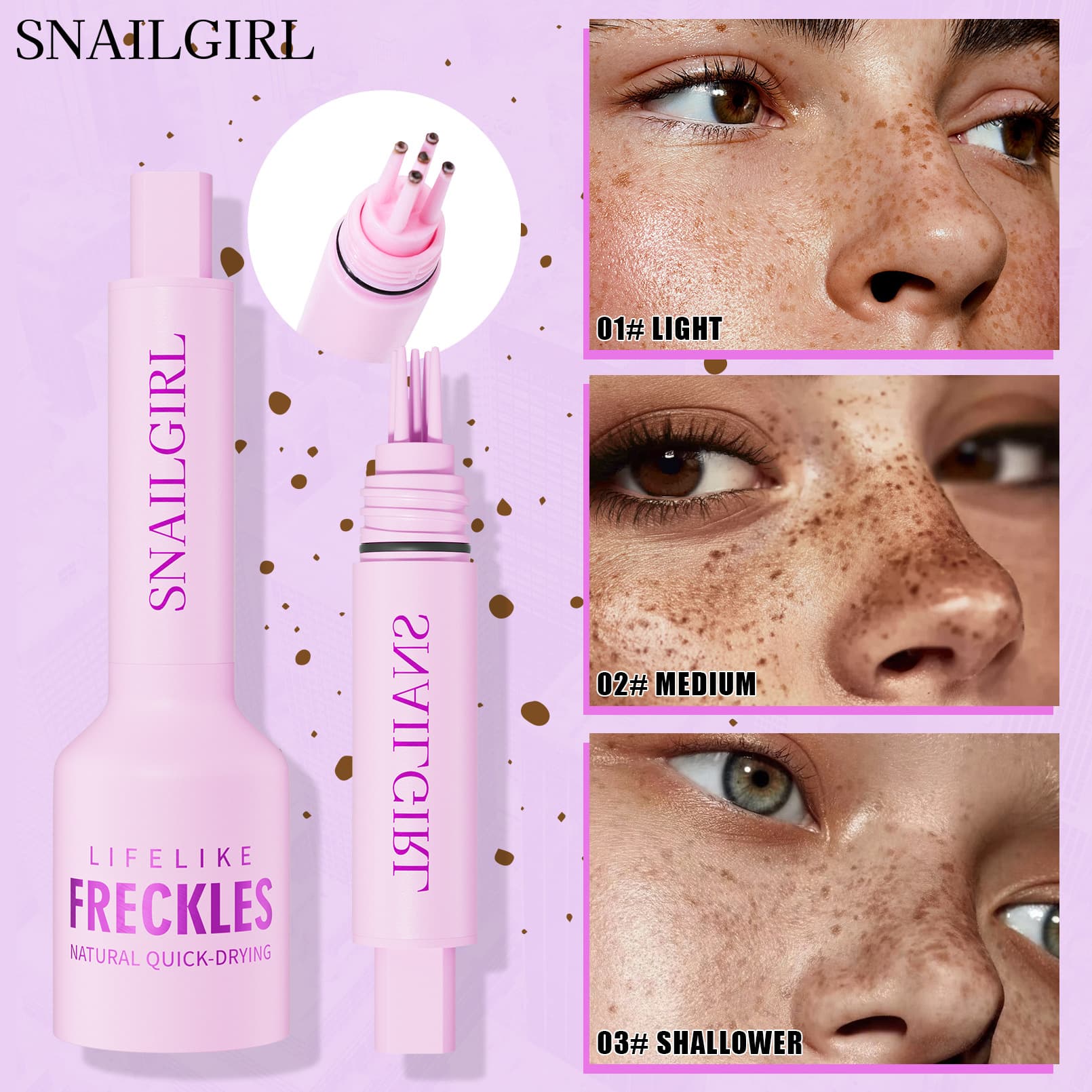 SNAILGIRL Natural Realistic Freckle Pen Waterproof Sweatproof Quick-Dry Freckle Stamp Pen Dotting Pen Cross-Border Hot Seller