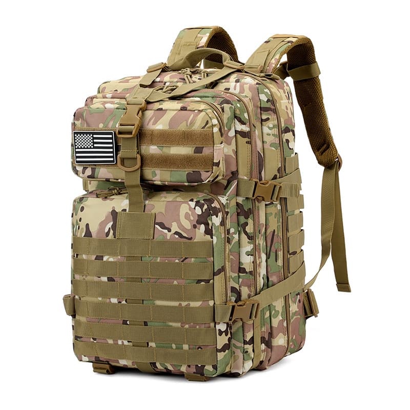 Outdoor Large 3P Assault Camouflage Tactical Backpack, Field Water-Resistant Large Capacity Camouflage Mountaineering Backpack for Wholesale