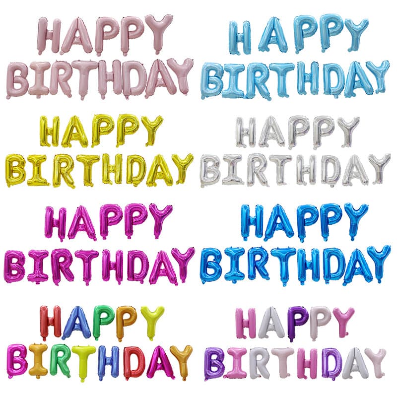 Cross-border Hot Selling 16-inch Letter Aluminum Foil Balloon Birthday Party Decoration Happy Birthday Aluminum Film Balloon