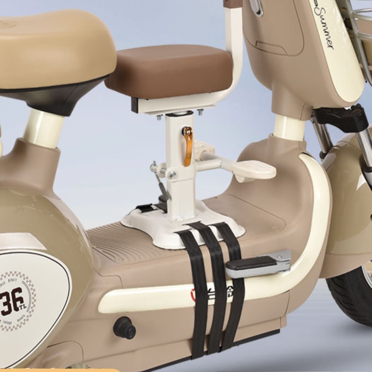 Front-Mounted Child Seat for Electric Scooter Pedal, Adjustable for Ages 6 Months to 10 Years