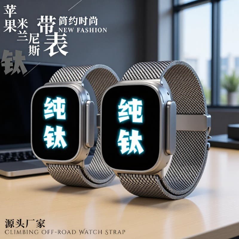 Compatible with Apple Watch S11 Parachute Buckle Pure Titanium Band Milanese Apple Ultra 2 Band