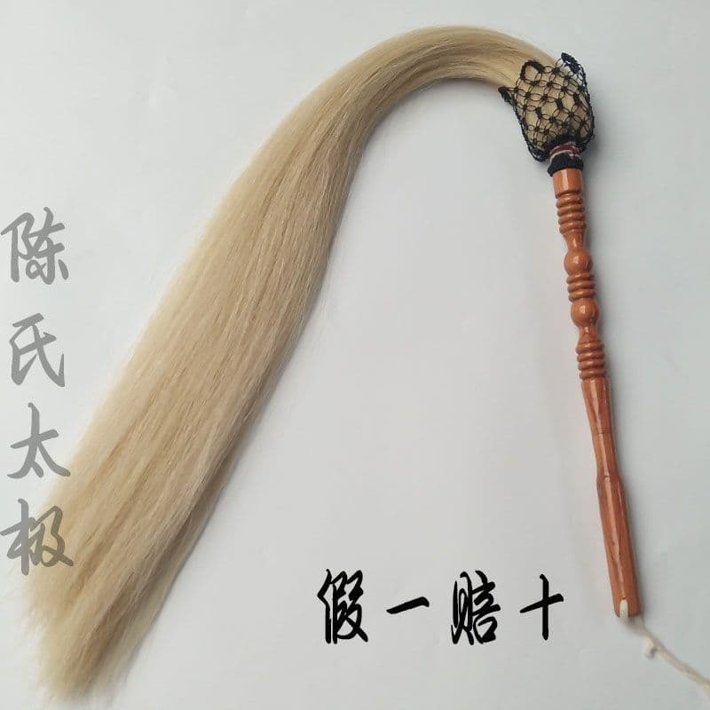Tai Chi Horsetail Whisk Buddhist Dusting Whisk Real Horsehair Whisk Peach/Walnut Wood Direct from Manufacturer