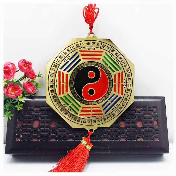 Five Elements Eight Trigrams Lucky Bronze Mirror, Nine Palaces Tai Chi, Twelve Zodiac Animals Eight Trigrams Mirror Pendant, Flat Mirror, Feng Shui Mirror, Feng Shui Ornament