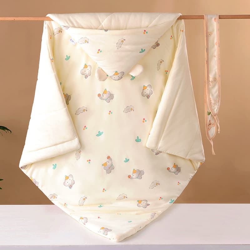 Cute cartoon newborn baby cotton knitted swaddle blanket, winter outing thickened warm swaddle blanket, maternity room baby supplies