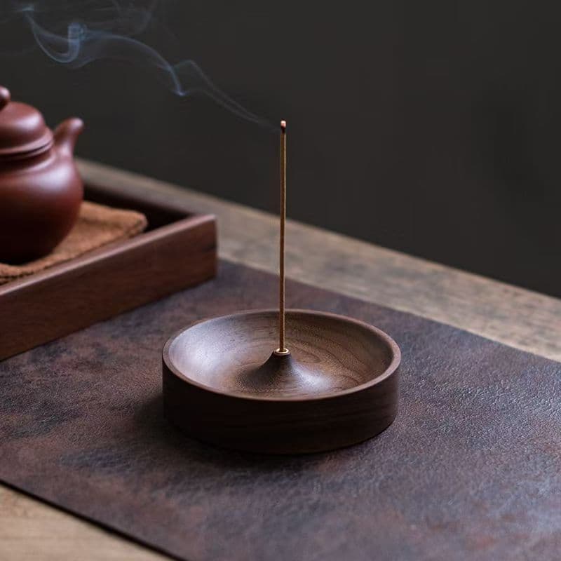 New African Teak Wood Incense Holder Stand Solid Wood Incense Base Chinese Style Home Tea Ceremony Incense Burner Black Walnut Aromatherapy Small Burner