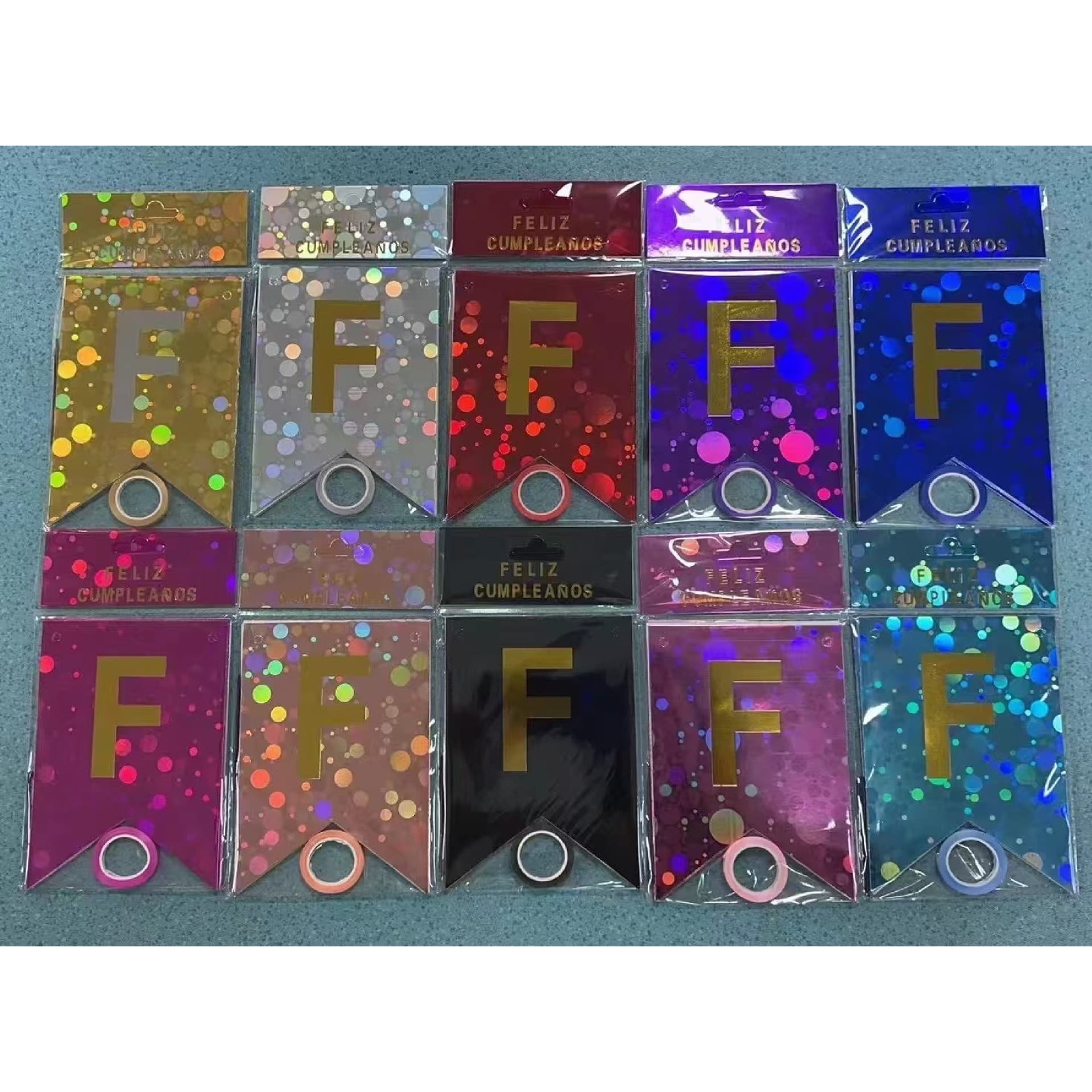 New Polka Dot Laser Spanish Birthday Bunting with Gold Foil Fishtail Happy Birthday Banner Birthday Party Supplies Heart-Shaped