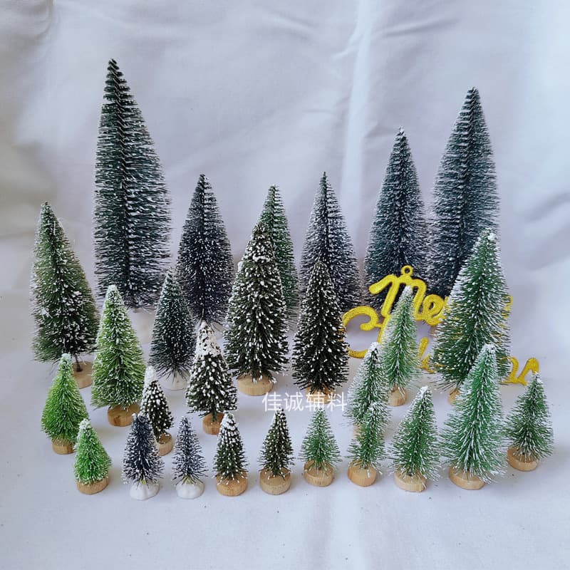 Green Decorative Mini Christmas Tree Pine Needle Glue Thread Snow Pagoda Pine Desktop Ornament 5-12.5cm