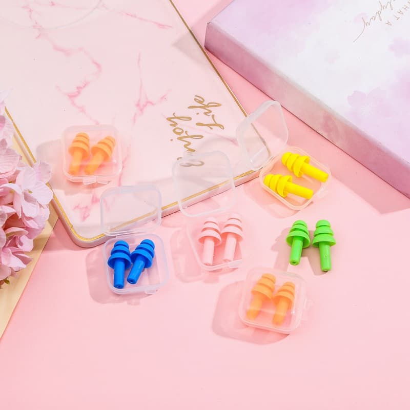 Noise Reduction Soundproof Earplugs for Sleeping and Studying, Christmas Tree Type Outdoor Diving Swimming Waterproof Silicone Earplugs