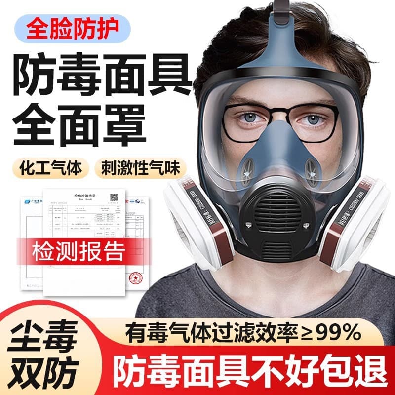 Full Face Mask for Chemical Plants, Advanced Dust-Proof Full Face Protection, Spray Painting, Chemical Gas, Formaldehyde, Dust