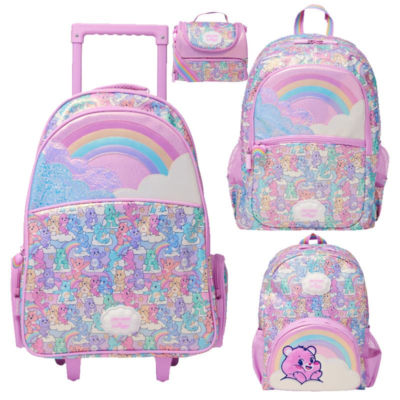 Australian smiggle trolley schoolbag can carry medium and large student backpack black sun and moon backpack travel