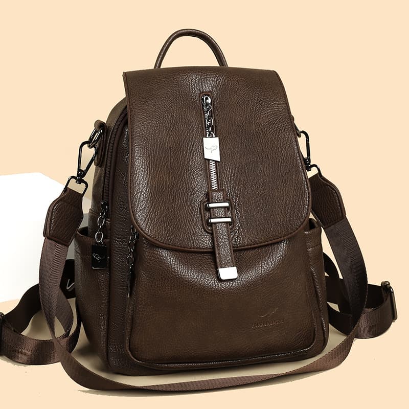 Women's Backpack 2026 New Fashion PU Soft Leather Small Backpack Korean Style Personality Women's Backpack Trendy Two-Way Bag