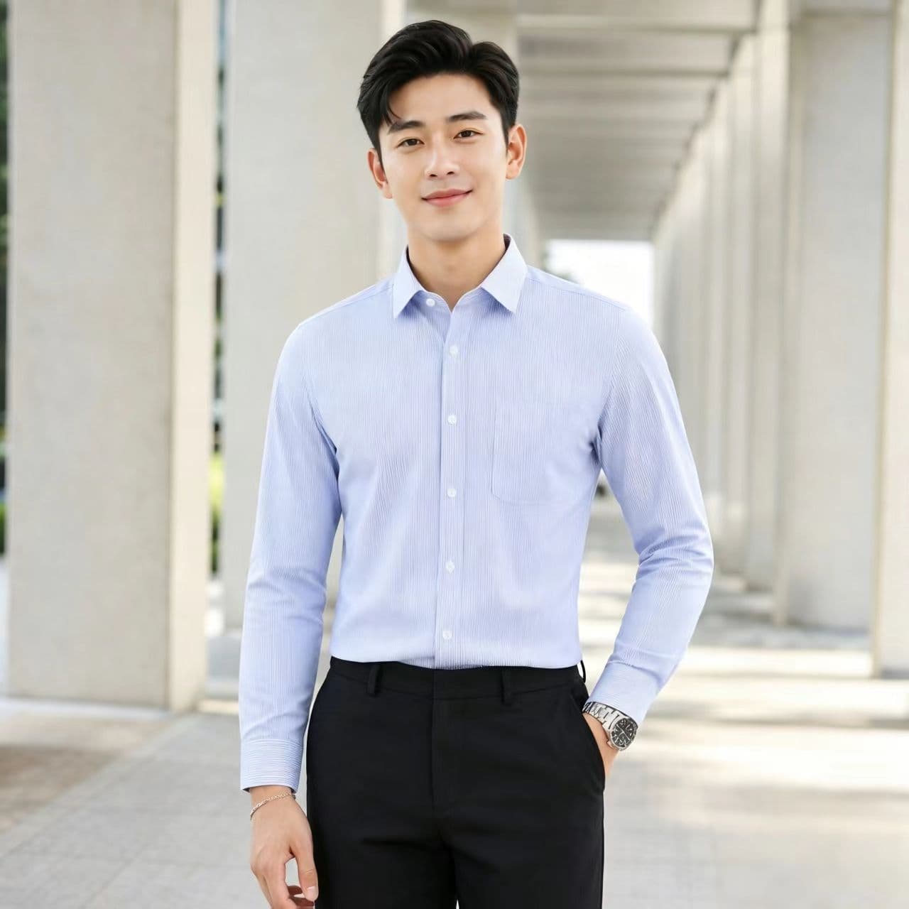 Factory Wholesale Striped Shirt Men's Long Sleeve 2025 Trendy Loose Fit Korean Style Casual Plaid Shirt