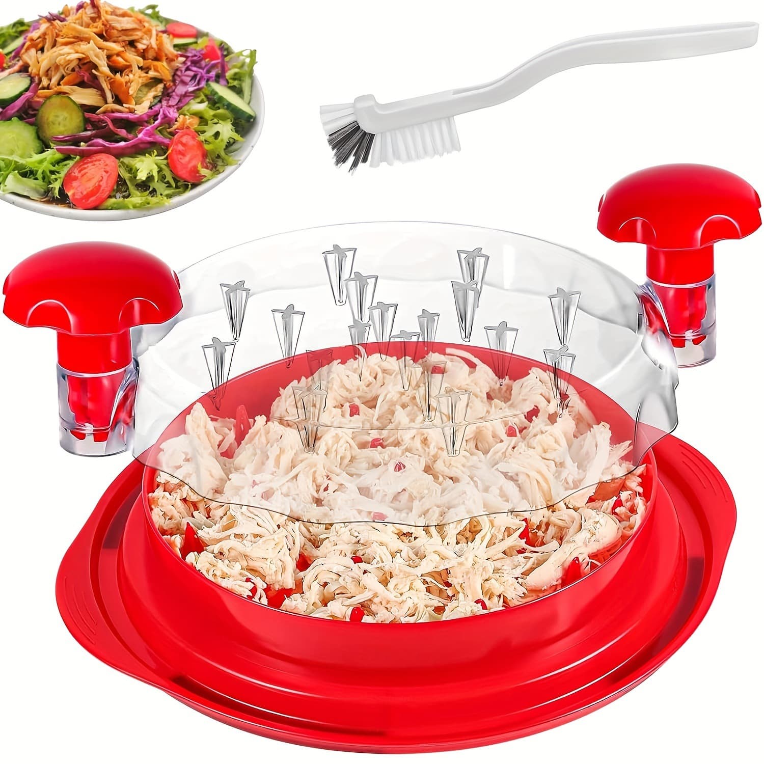 Transparent Lid Chicken Breast Shredder, Baby Food Meat Grinder, Hand-Pulled Chicken Breast Tool, Home Use Slicing and Separating Device