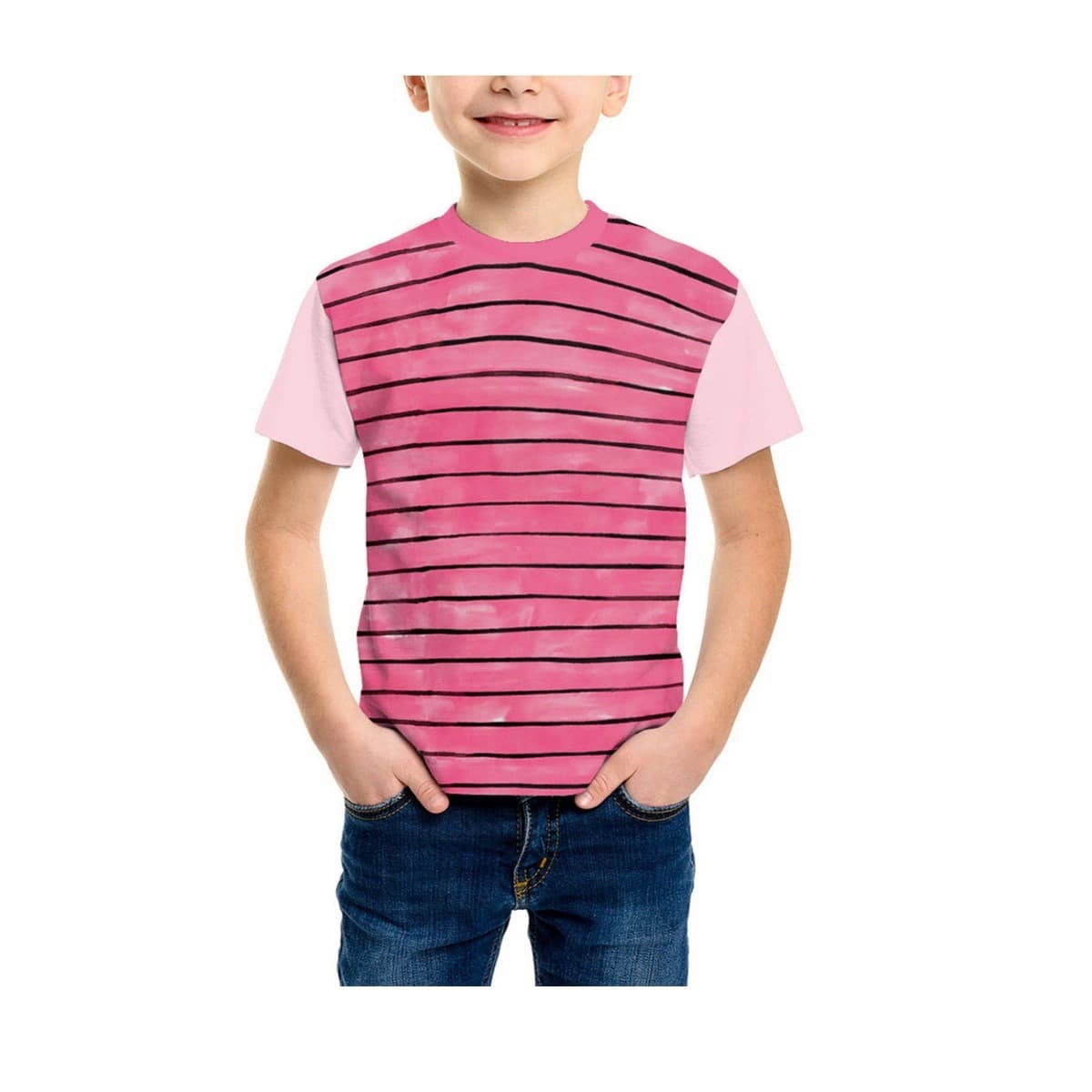 Halloween Cosplay Parent-Child Despicable Me Agnes 3D Print Kids Short Sleeve T-Shirt Pink Stripes