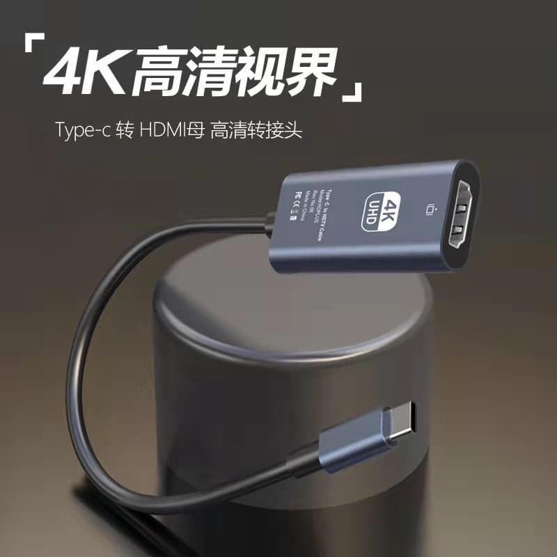 Type-C to HDMI Female Adapter Cable for Phone to Computer TV Monitor Screen Mirroring 4K60Hz