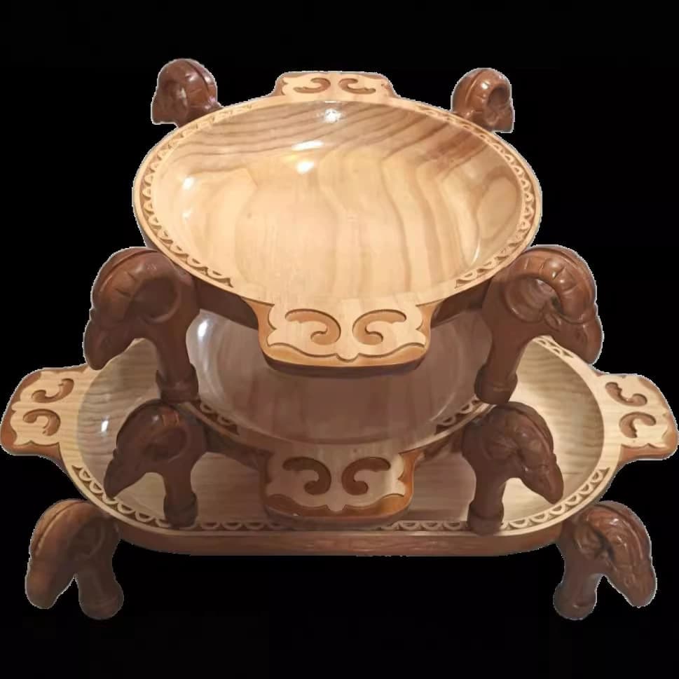 Solid Wood Roasting Tray Xinjiang Roast Whole Lamb Serving Plate Mongolian Tableware Tray Set Ethnic Style Fruit Plate Wooden Tray