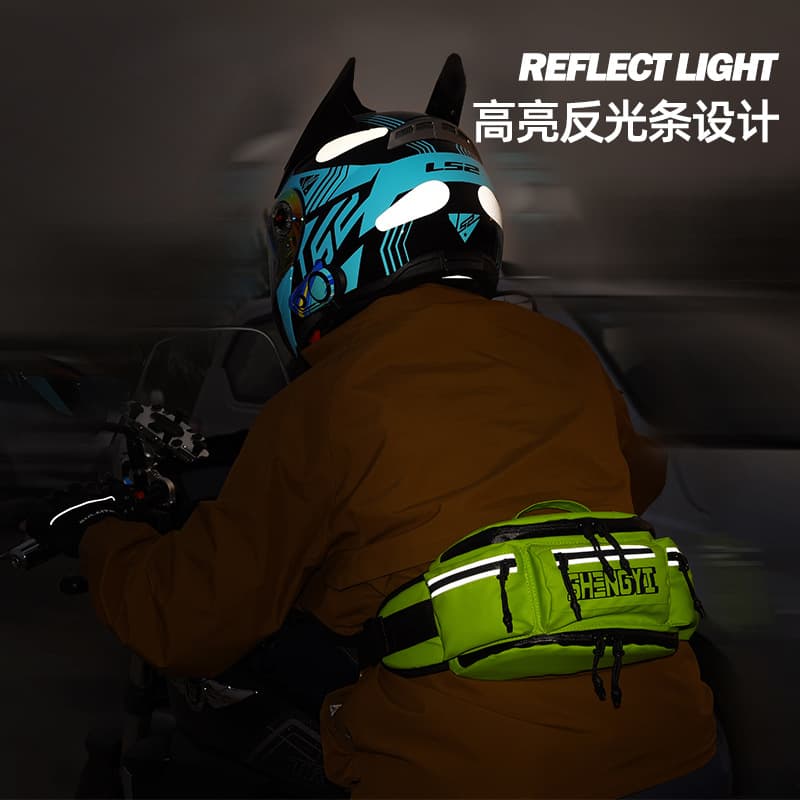 Trendy men's night cycling waist bag, large capacity, versatile, casual workwear chest bag, high-quality textured sports crossbody bag