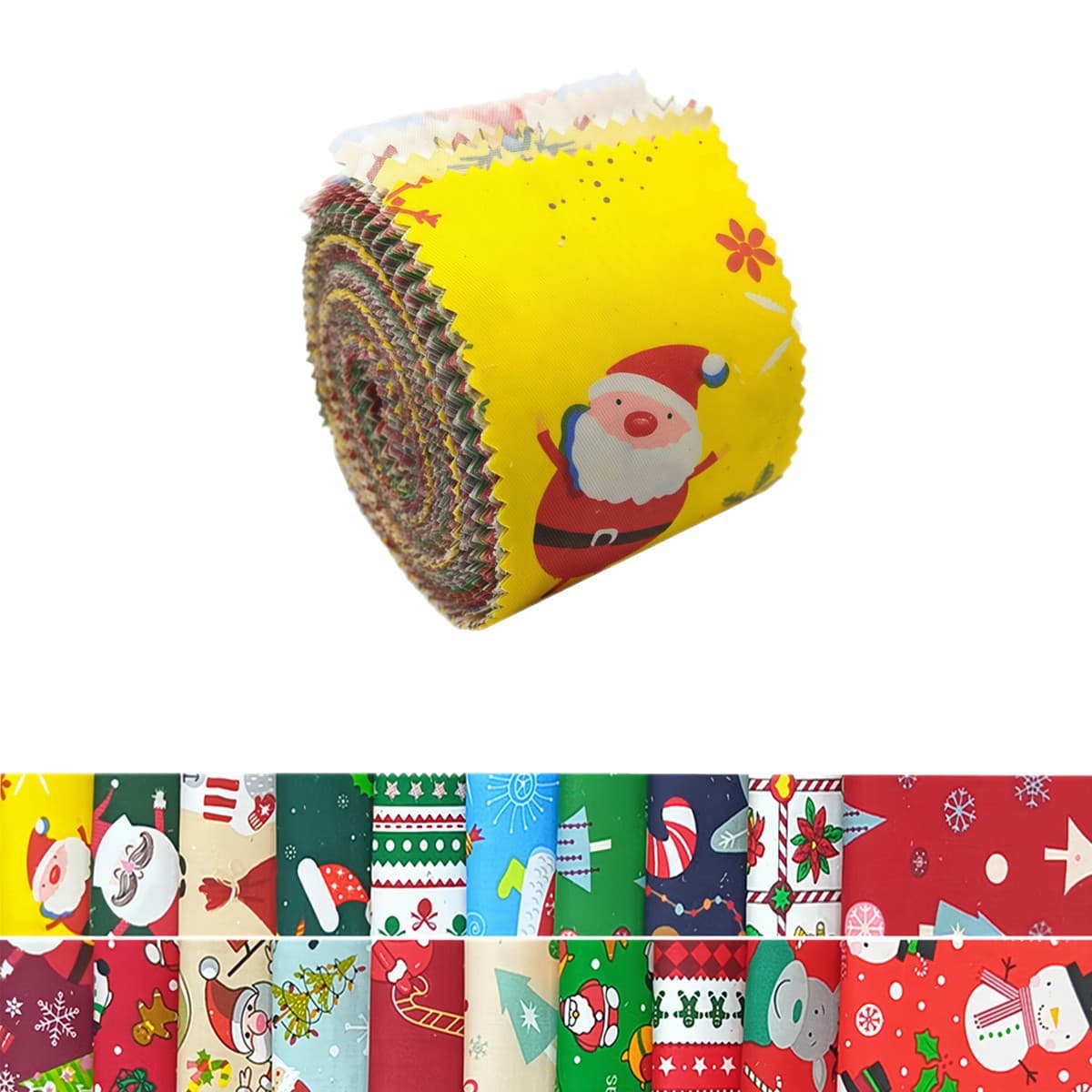 Cross-border new Christmas print 40 pieces Santa Claus Christmas series fabric strips for DIY crafts
